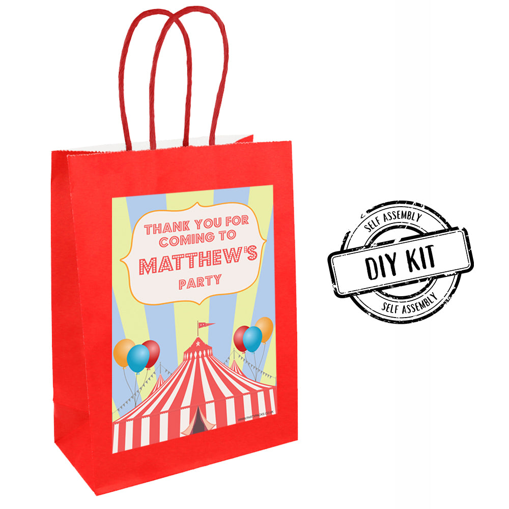 Personalised Circus Paper Party Bags - Pack of 12