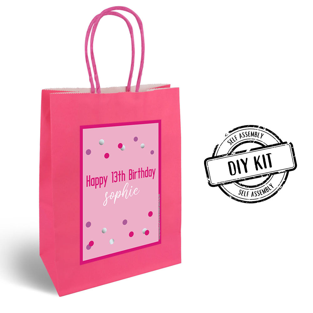Personalised Glitz Pink Paper Party Bags - Pack of 12