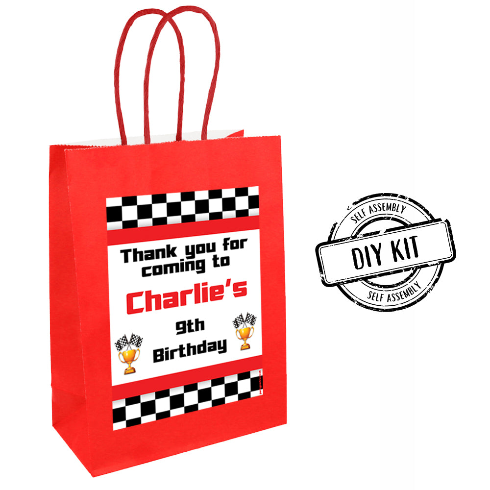 Tote Racing Paper Personalised Motor Racing Paper Party Bags - Pack of 12 | Party Packs