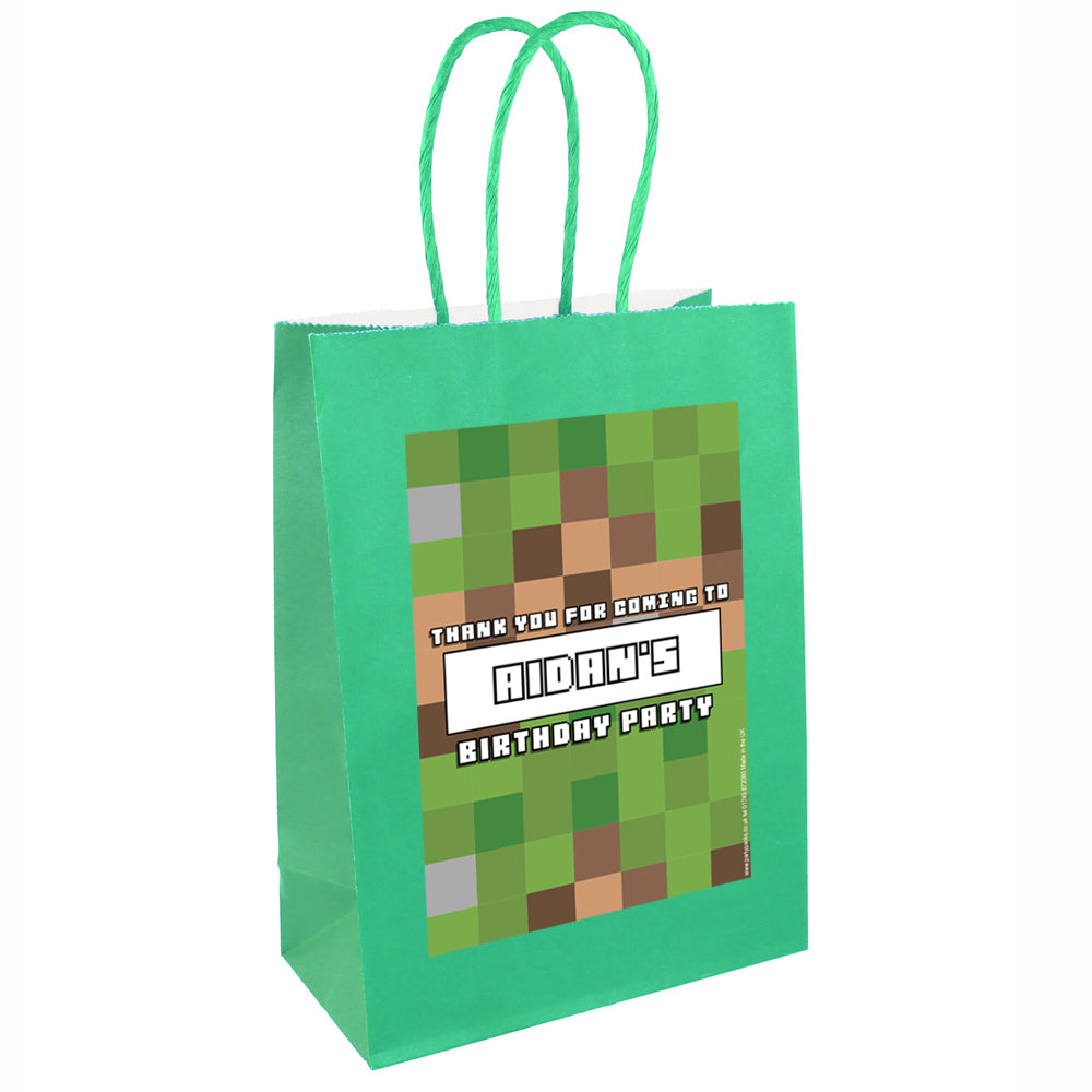 Pixel Blocks Personalised Paper Party Bags - Pack of 4