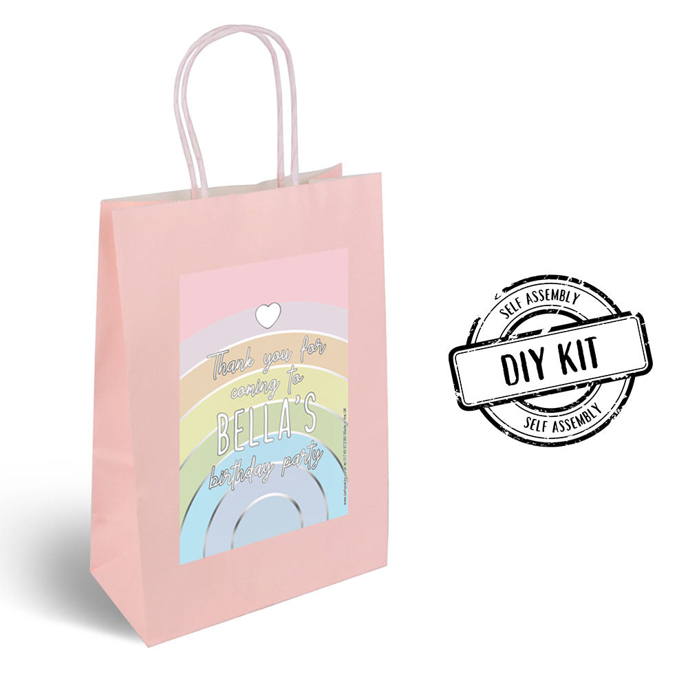 Personalised Pastel Rainbow Paper Party Bags - Pack of 12