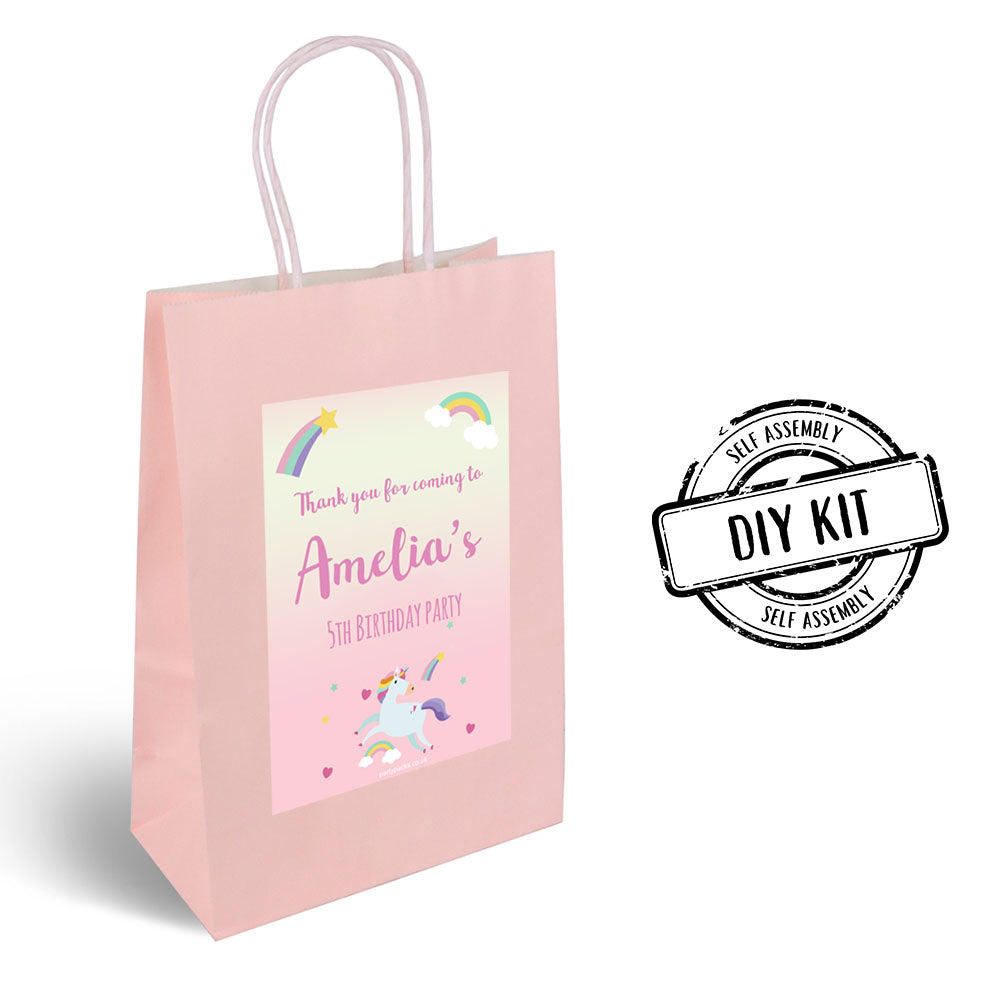 Personalised Pink Unicorn Paper Party Bags - Pack of 12