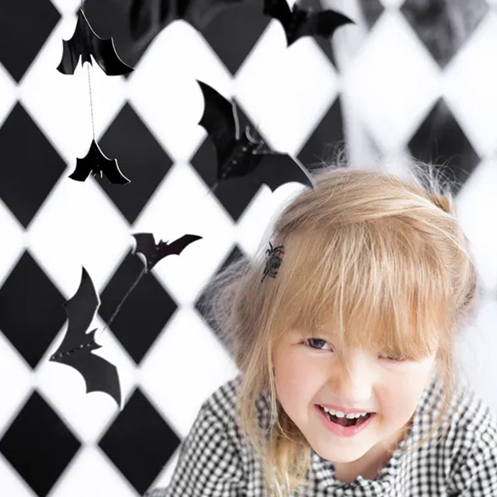 Black Bat Hanging Halloween Garland - 1.5m