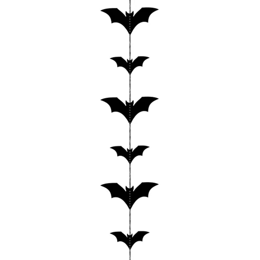 Black Bat Hanging Halloween Garland - 1.5m