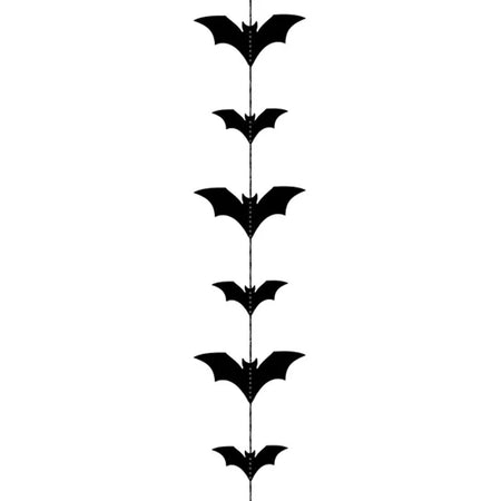 Black Bat Hanging Halloween Garland - 1.5m