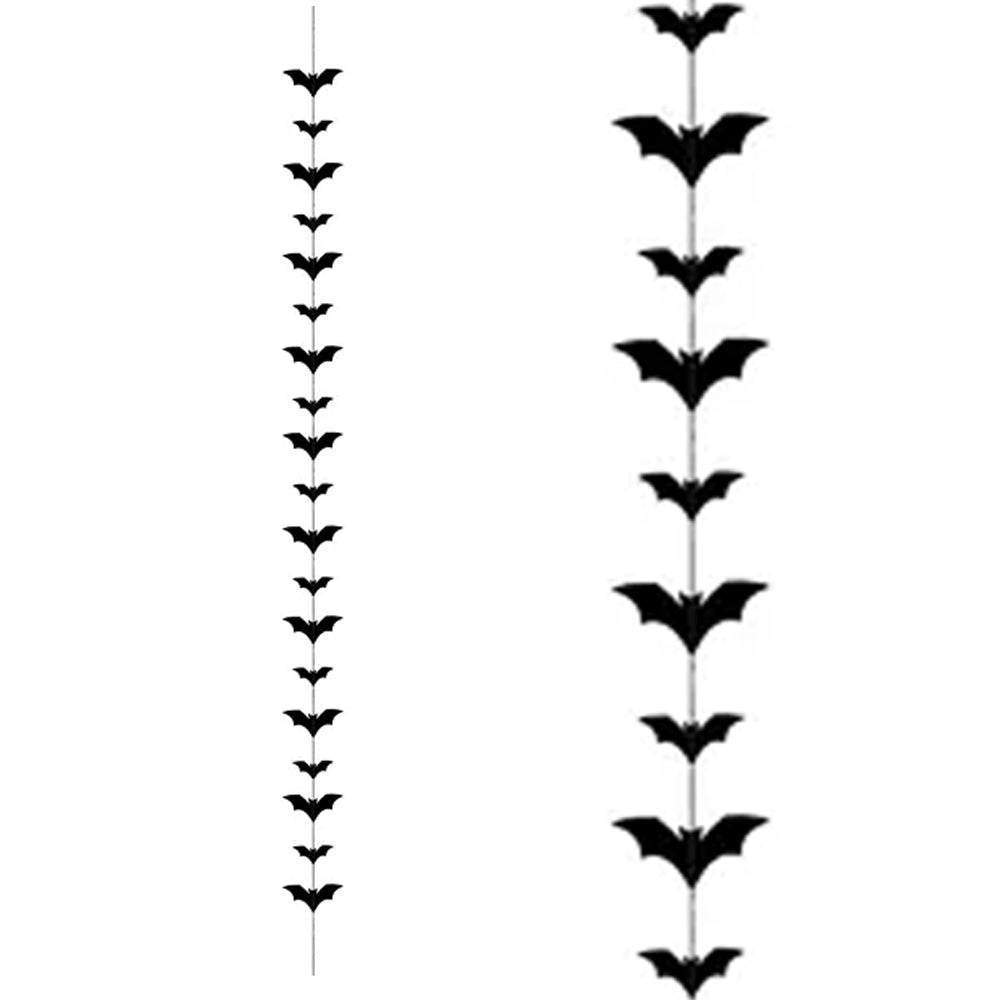 Black Bat Hanging Halloween Garland - 1.5m