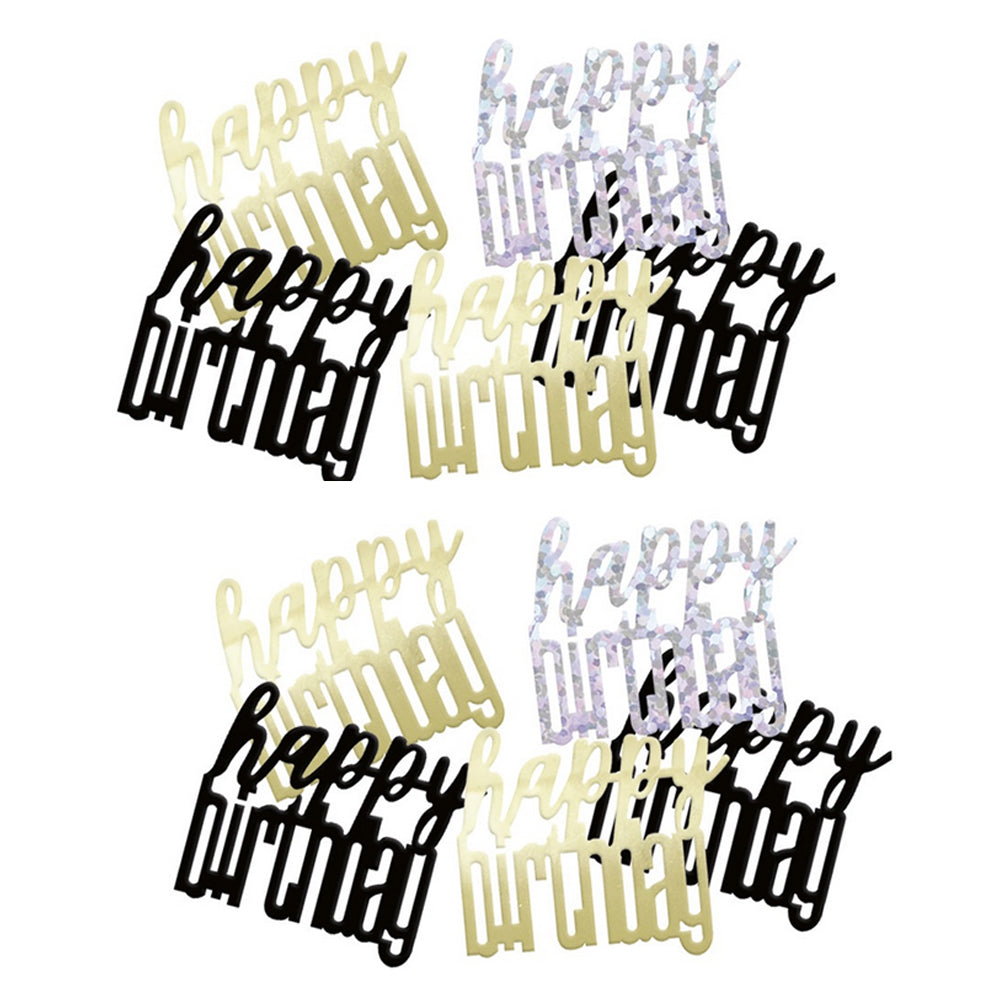 Birthday Glitz Black & Silver Happy Birthday Confetti - 14.1g
