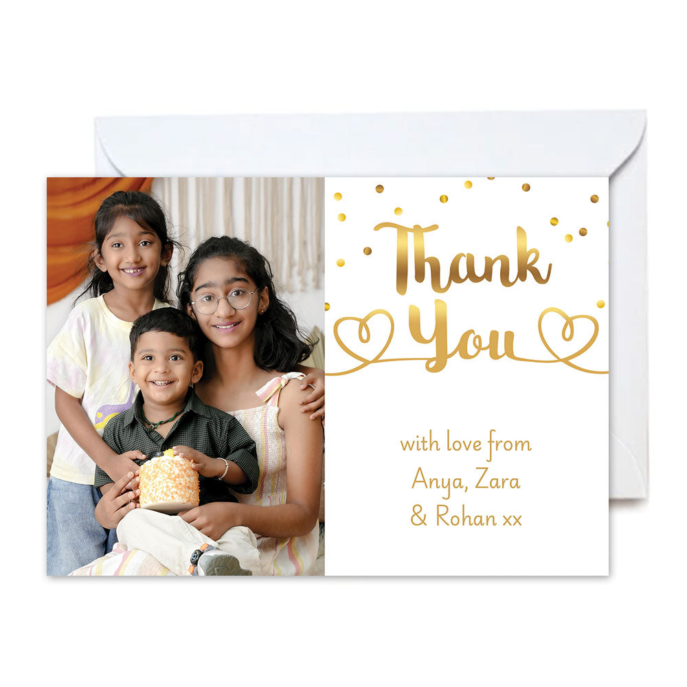 Gold Dots Personalised Photo Thank You Cards - Pack of 8