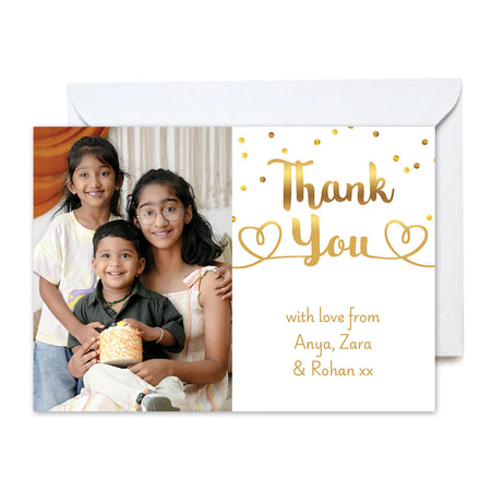 Gold Dots Personalised Photo Thank You Cards - Pack of 8
