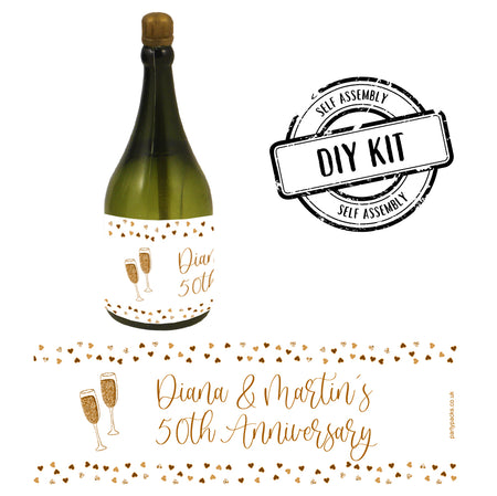 Golden 50th Anniversary Personalised Mini Champagne Bubbles - Pack of 16