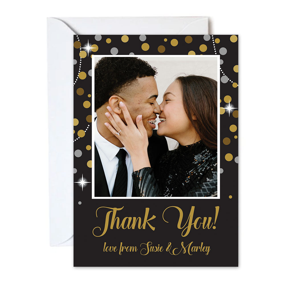 Gold Sparkle Personalised Photo Thank You Cards - Pack of 8