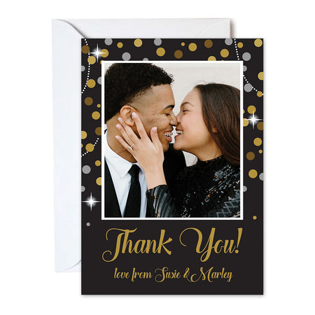 Gold Sparkle Personalised Photo Thank You Cards - Pack of 8