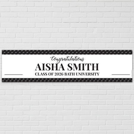 Congratulations Graduate Mortarboard Graduation Personalised Banner - 1.2m