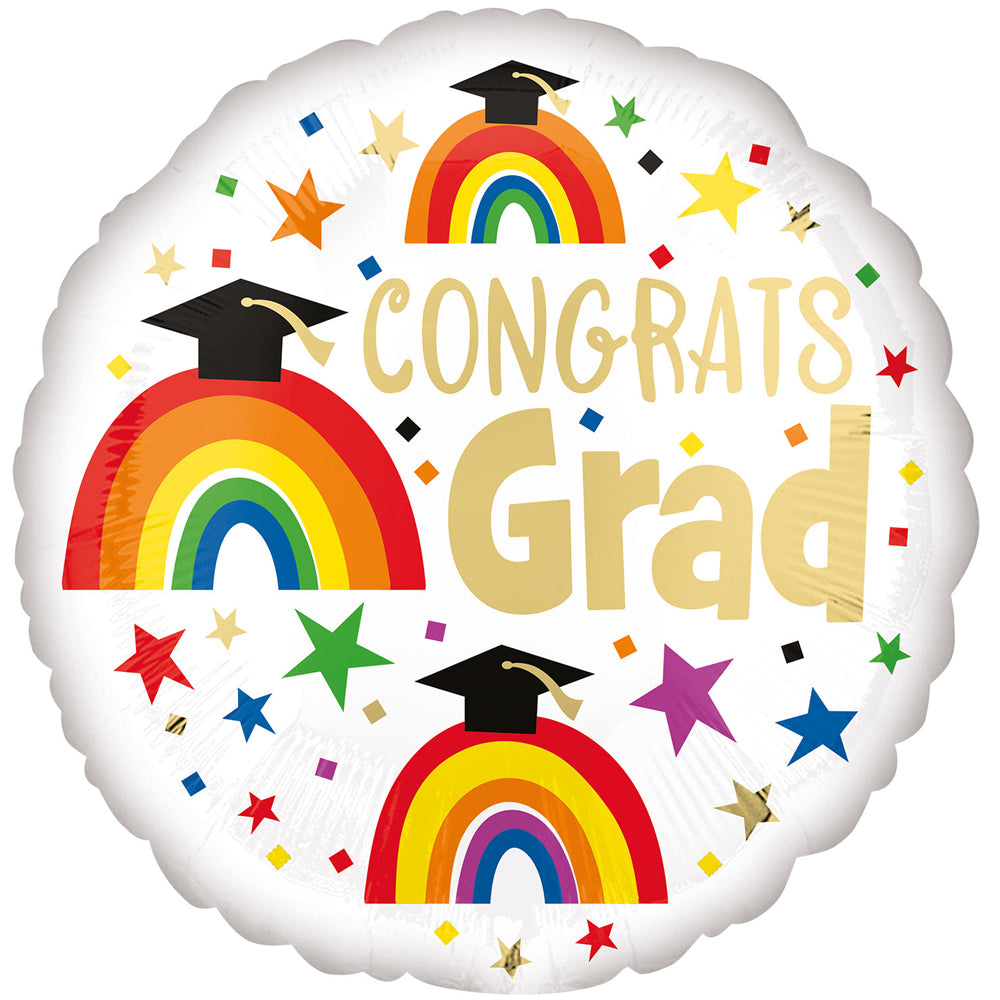 Congrats Grad Rainbow Foil Balloon - 18"