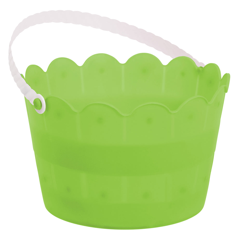 Green Plastic Scalloped Bucket - 12cm x 20cm - Each