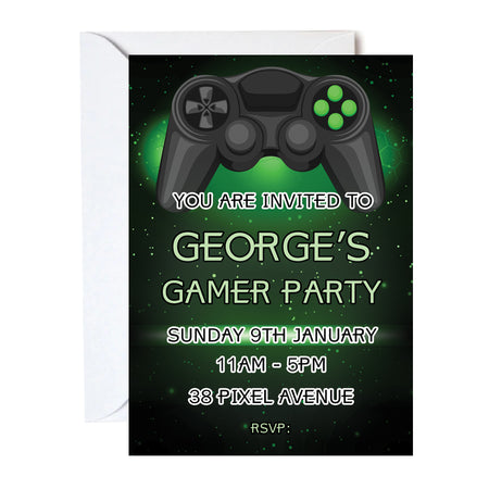 Gamer Personalised Invitations - Pack of 16