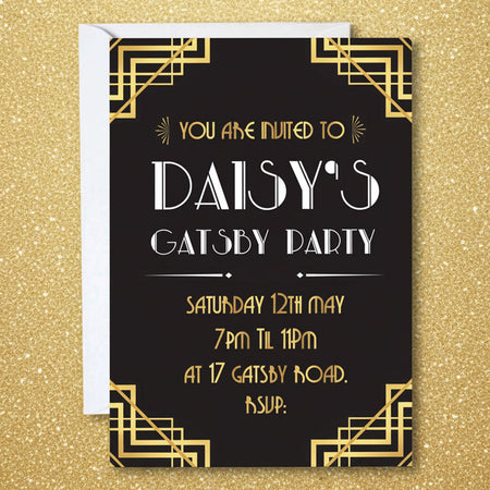 Gatsby 1920's Personalised Invitations- Pack of 16