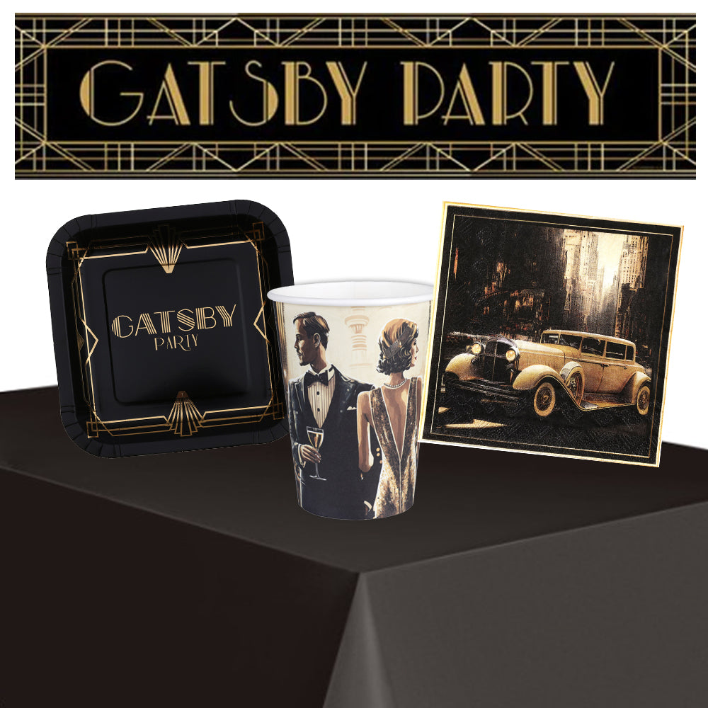 1920s Gatsby Tableware Pack for 10 People with FREE Banner!