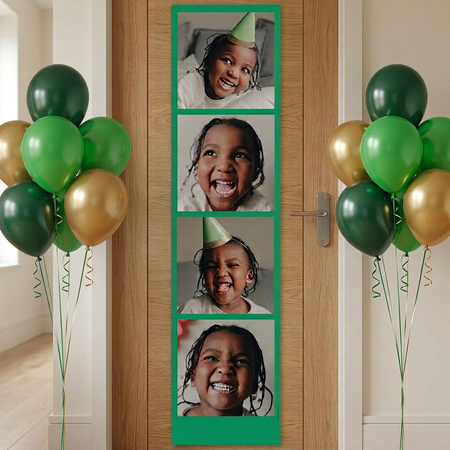 Personalised Multi Photo Giant Photobooth Strip Banner - Green - 30cm x 120cm