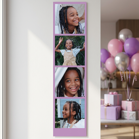 Personalised Multi Photo Giant Photobooth Strip Banner - Lilac - 30cm x 120cm