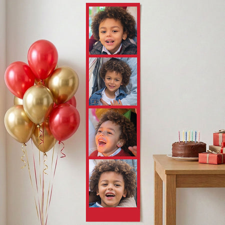 Personalised Multi Photo Giant Photobooth Strip Banner - Red - 30cm x 120cm