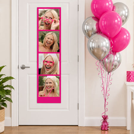 Personalised Multi Photo Giant Photobooth Strip Banner - Pink - 30cm x 120cm