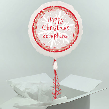Personalised Candy Cane Frame Inflated Christmas Balloon in a Box