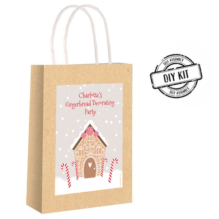 Personalised Gingerbread Christmas Paper Party Bag - Pack of 12