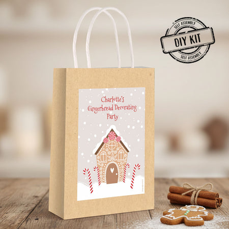 Personalised Gingerbread Christmas Paper Party Bag - Pack of 12