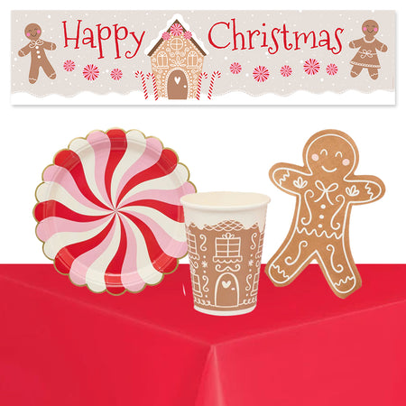 Gingerbread Christmas Tableware Pack For 8 People With FREE Banner!