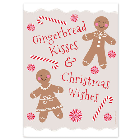 Gingerbread Kisses and Christmas Wishes Poster - A3