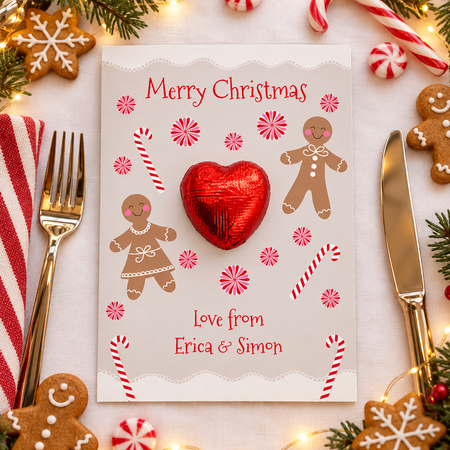 Personalised Christmas Gingerbread Favour Card - Pack of 8