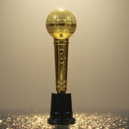 Gold Microphone Award Trophy - 21.6cm