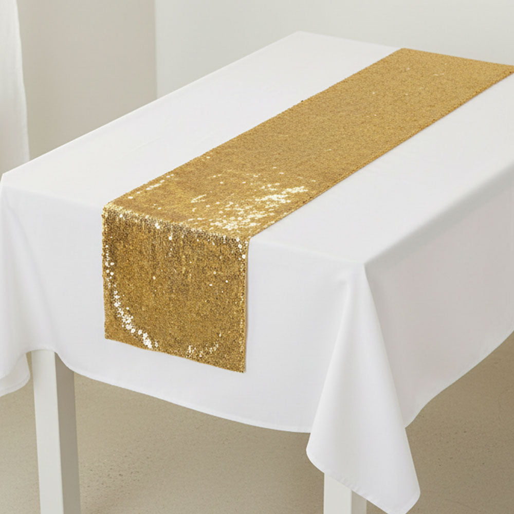 Gold Sequinned Table Runner 1.9m | Party Packs UK