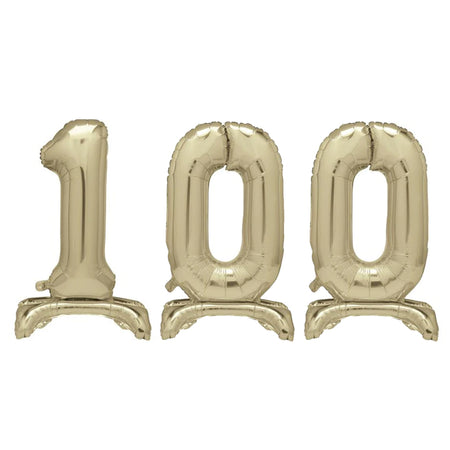 Gold Number 100 Air-Filled Standing Balloons - 30