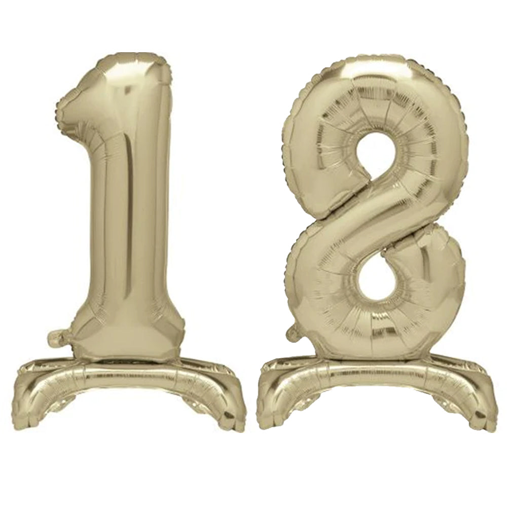 Gold Number 18 Air-Filled Standing Balloons - 30"