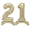 Gold Number 21 Air-Filled Standing Balloons - 30
