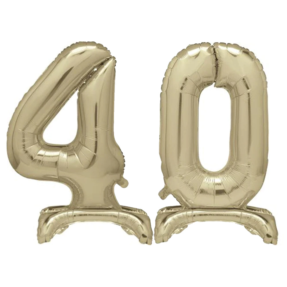 Gold Number 40 Air-Filled Standing Balloons - 30"