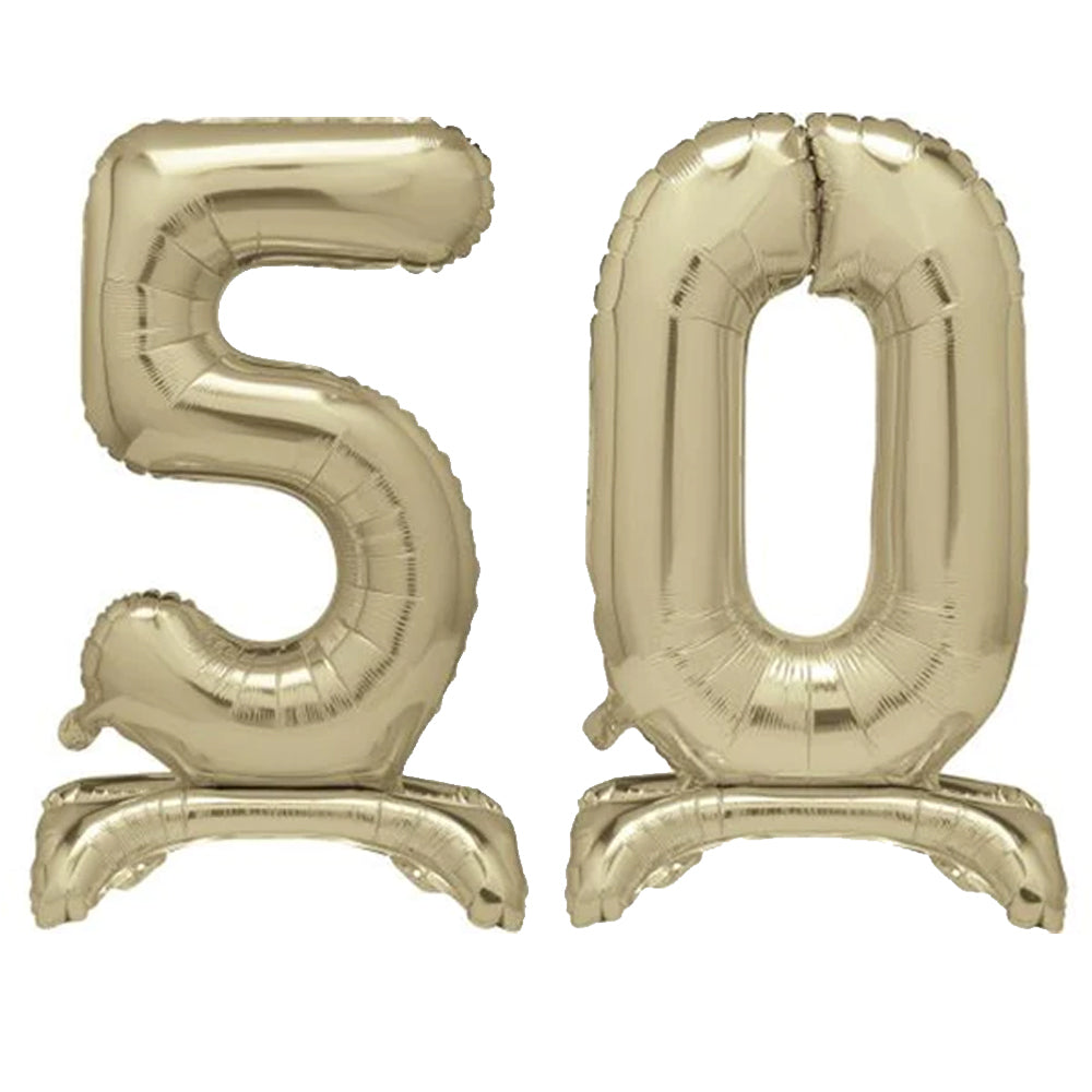 Gold Number 50 Air-Filled Standing Balloons - 30"