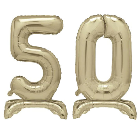 Gold Number 50 Air-Filled Standing Balloons - 30
