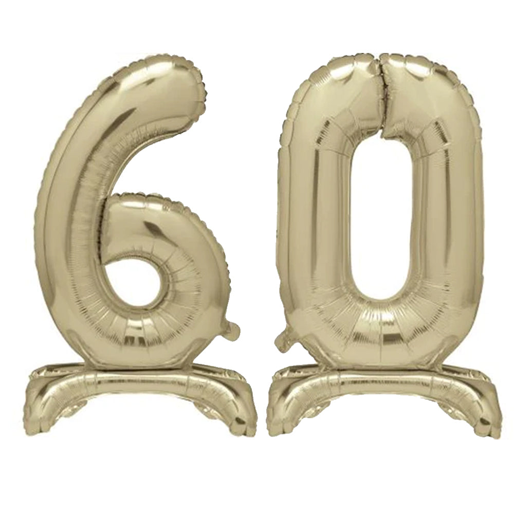 Gold Number 60 Air-Filled Standing Balloons - 30"