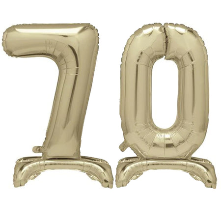 Gold Number 70 Air-Filled Standing Balloons - 30
