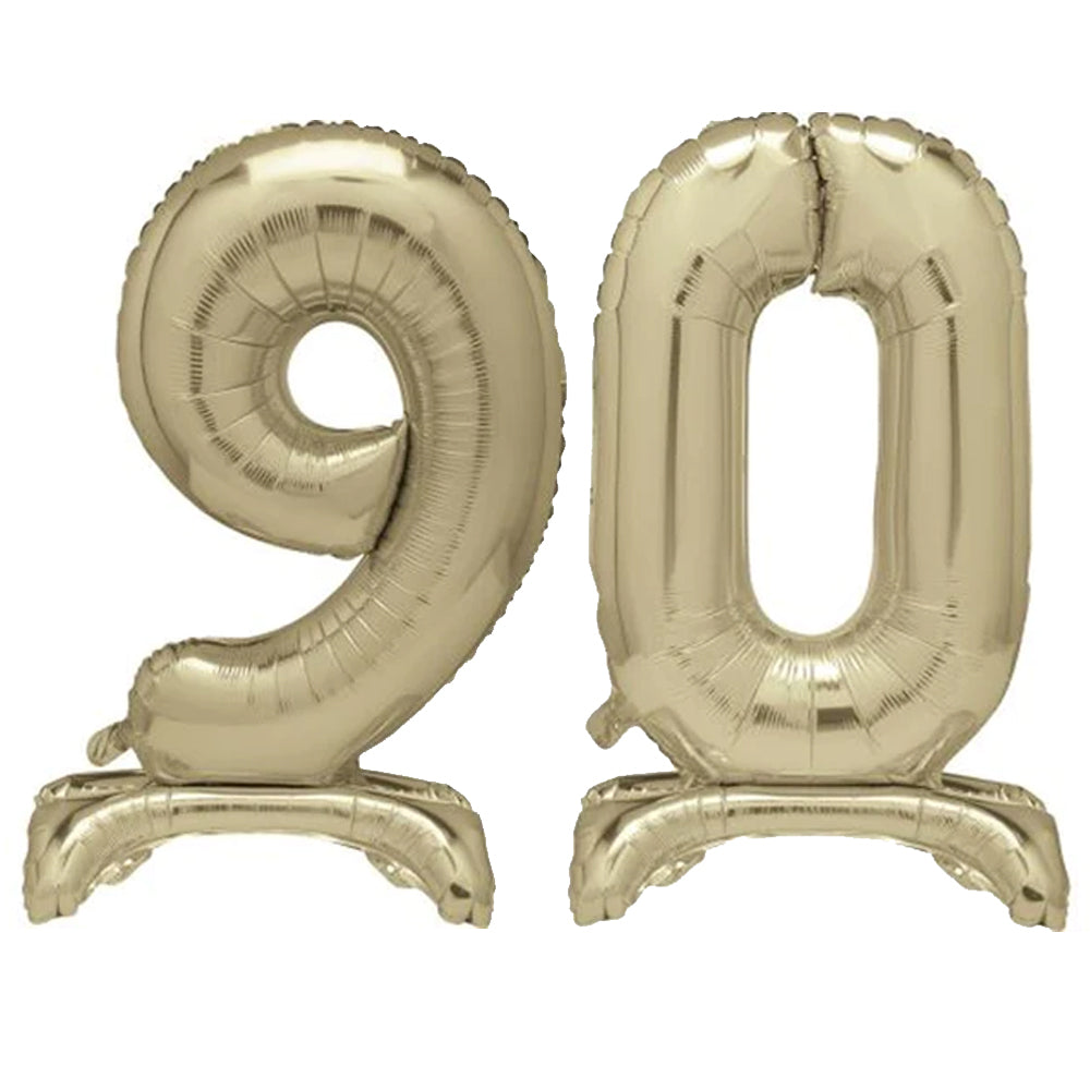 Gold Number 90 Air-Filled Standing Balloons - 30"