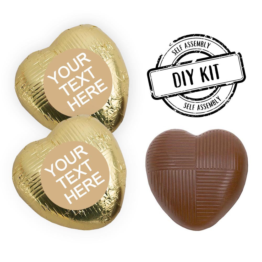 Personalised Heart Chocolates Kit - Gold - Pack of 24
