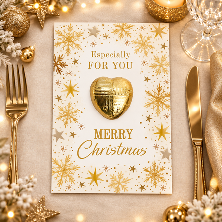 Christmas Gold Snowflake Favour Card- Pack of 8