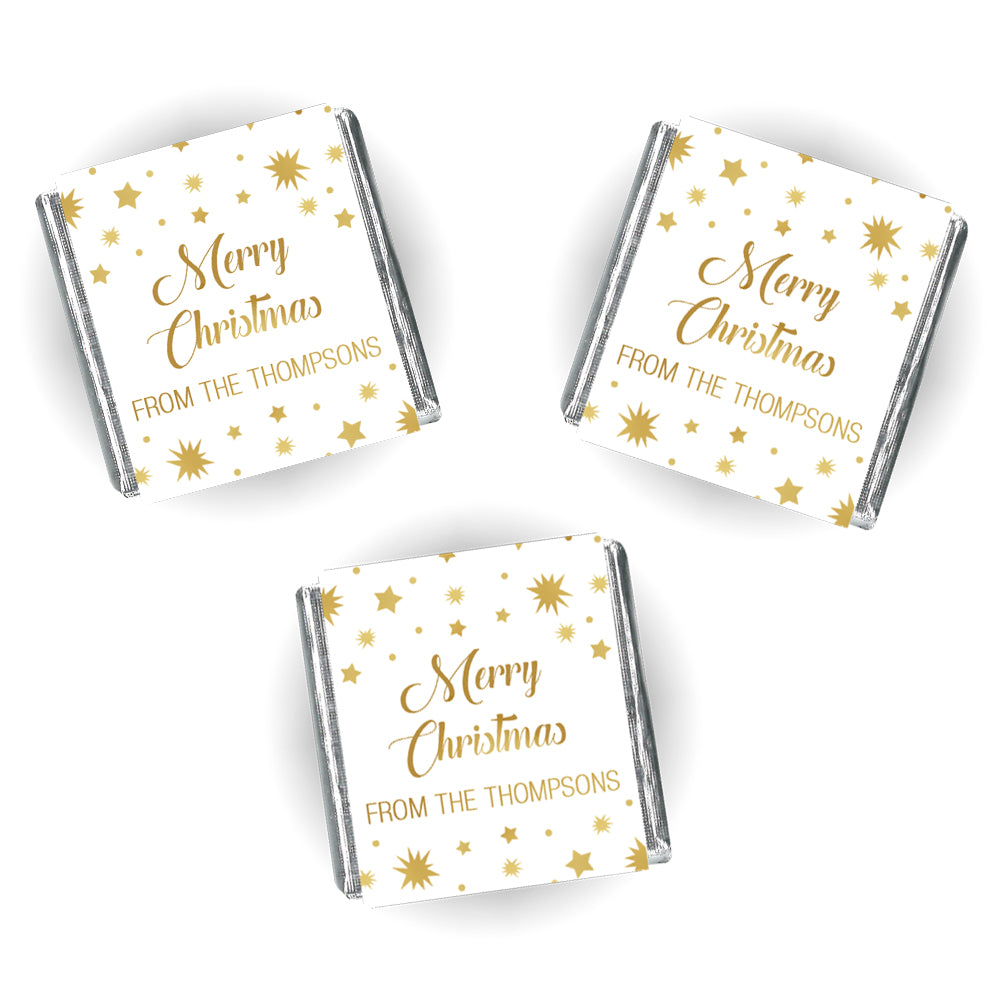 Gold Star Christmas Personalised Square Chocolates - Pack of 16
