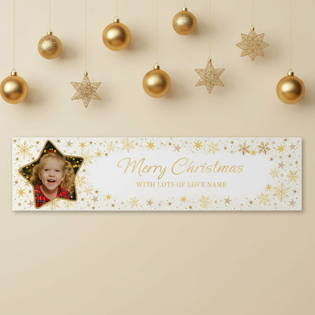 Gold Stars Personalised Photo Banner - 1.2m