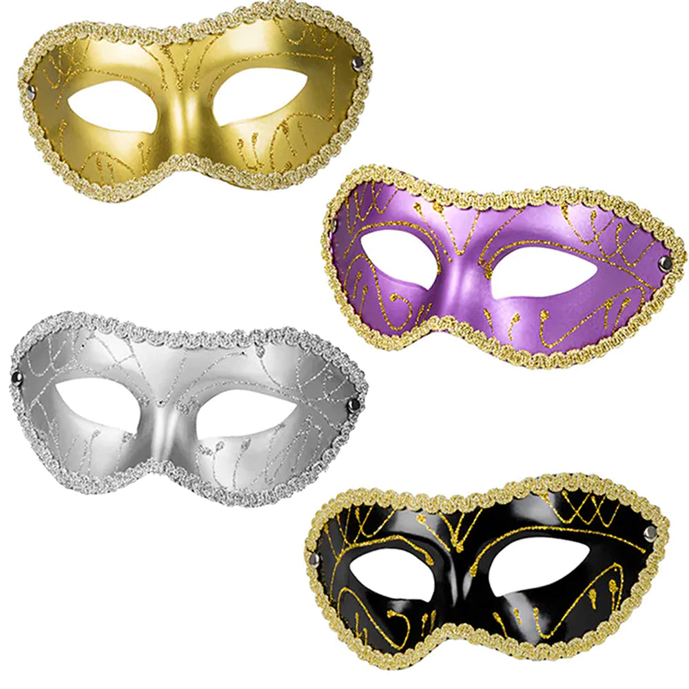Metallic Venetian Masquerade Eye Mask - Assorted Colours - Each