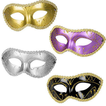 Metallic Venetian Masquerade Eye Mask - Assorted Colours - Each