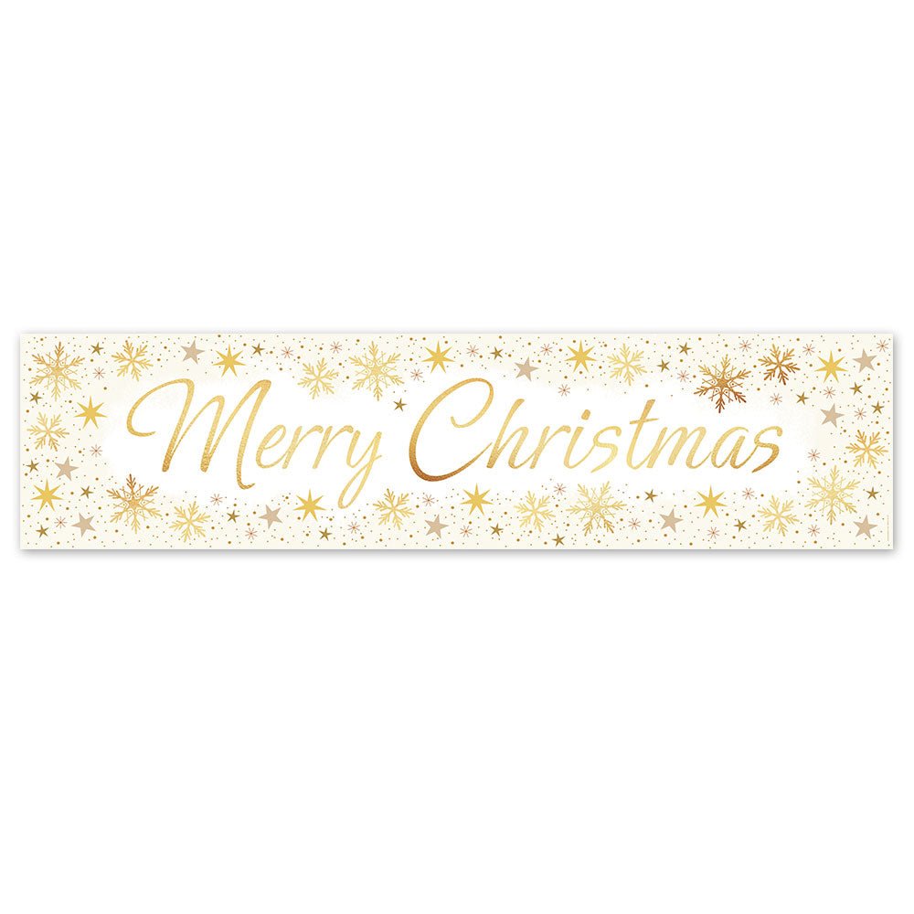Gold Stars Merry Christmas Banner - 1.2m